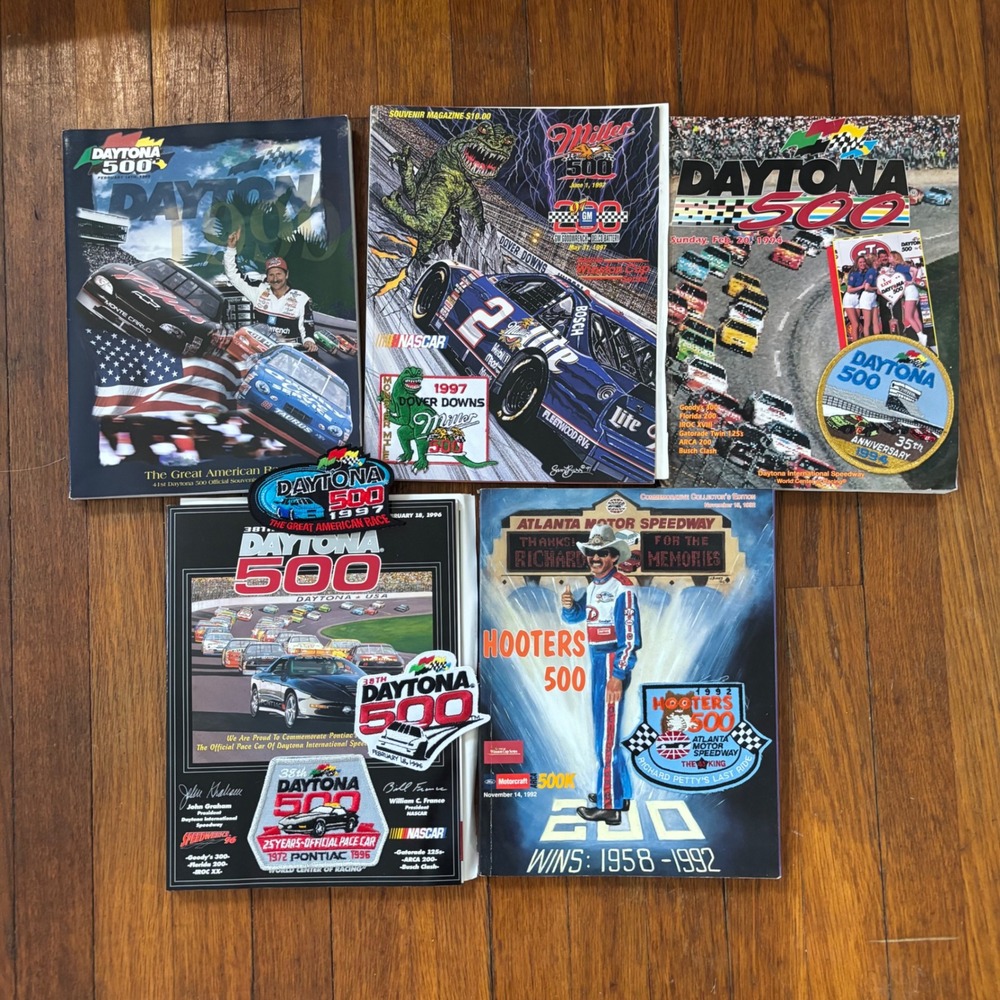 Vintage NASCAR Souvenir Program Lot 1992-1999 Daytona 500 Miller 500 w Patches